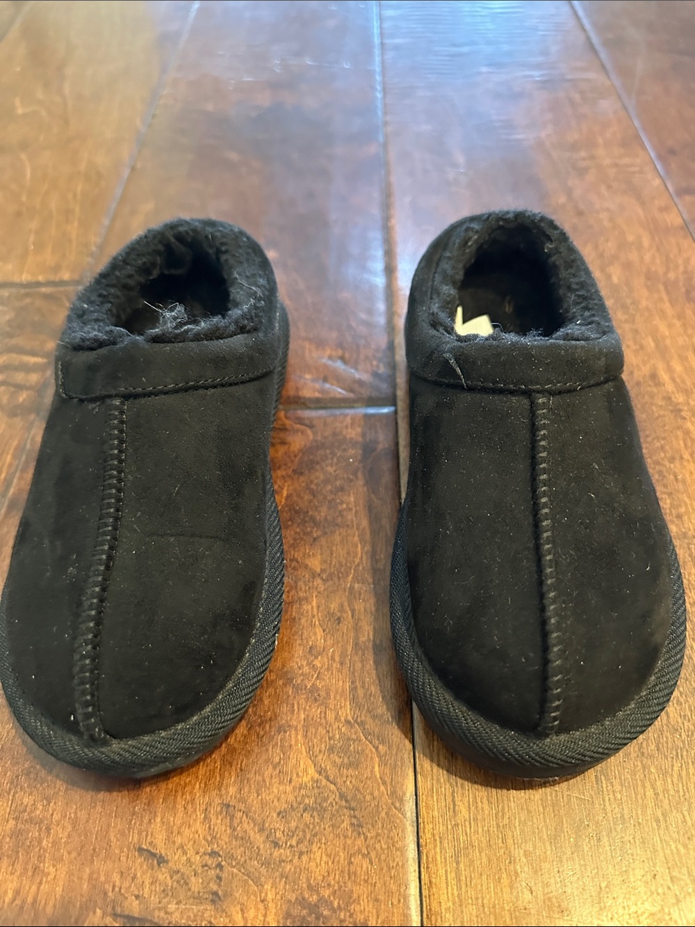 Cat & Jack Toddler Kids Black Faux Suede Cozy Slip-On Slippers